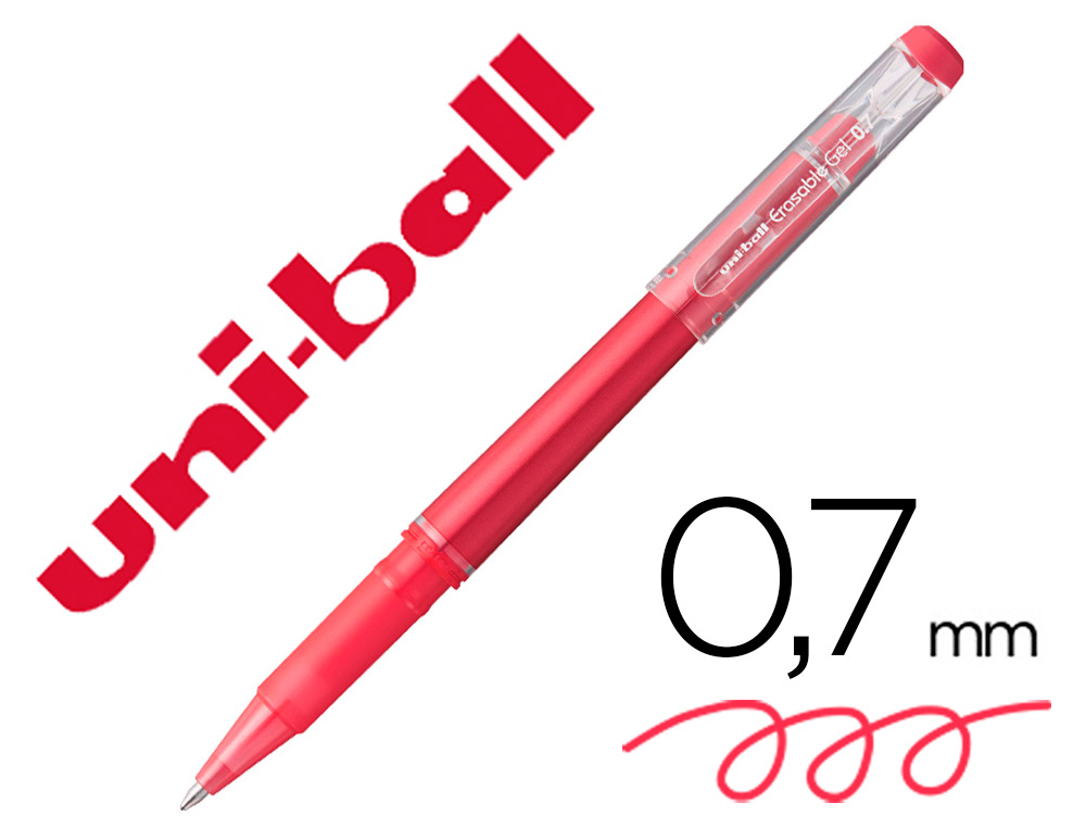 ROTULADOR UNI-BALL ROLLER UF-222 TINTA GEL BORRABLE 0,7 MM ROJO