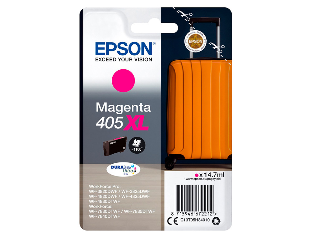 INK-JET EPSON 405 XL WF-3820DWF / WF-4820DWF / WF-7830DTWF / WF-7840DTWF ALTA CAPACIDAD MAGENTA