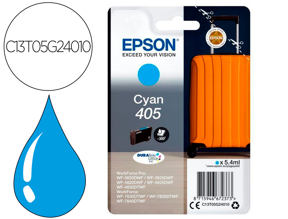 INK-JET EPSON 405 WF-3820DWF / WF-4820DWF / WF-7830DTWF / WF-7840DTWF CIAN