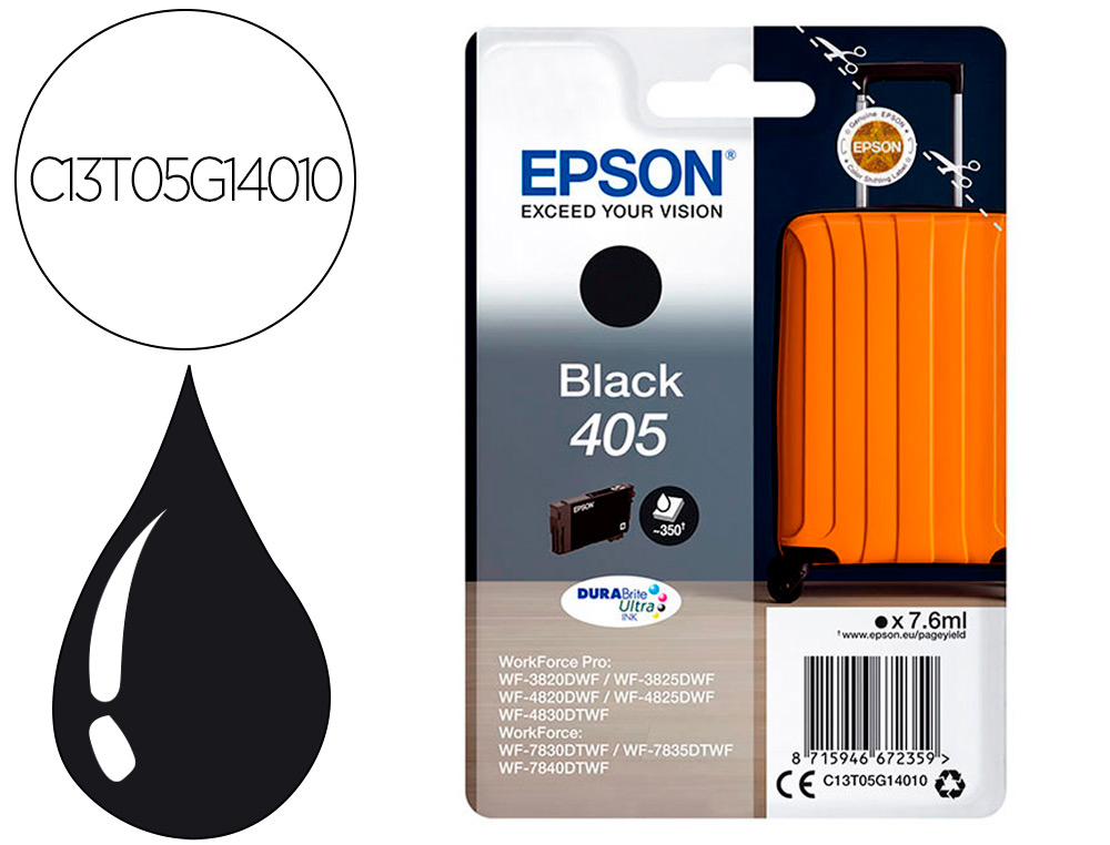 INK-JET EPSON 405 WF-3820DWF / WF-4820DWF / WF-7830DTWF / WF-7840DTWF NEGRO