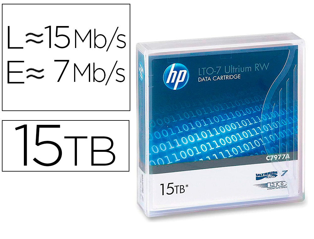 CINTA DATOS HP LTO ULTRIUM 7 SUPL 15 TB RW/1000 PAGINAS