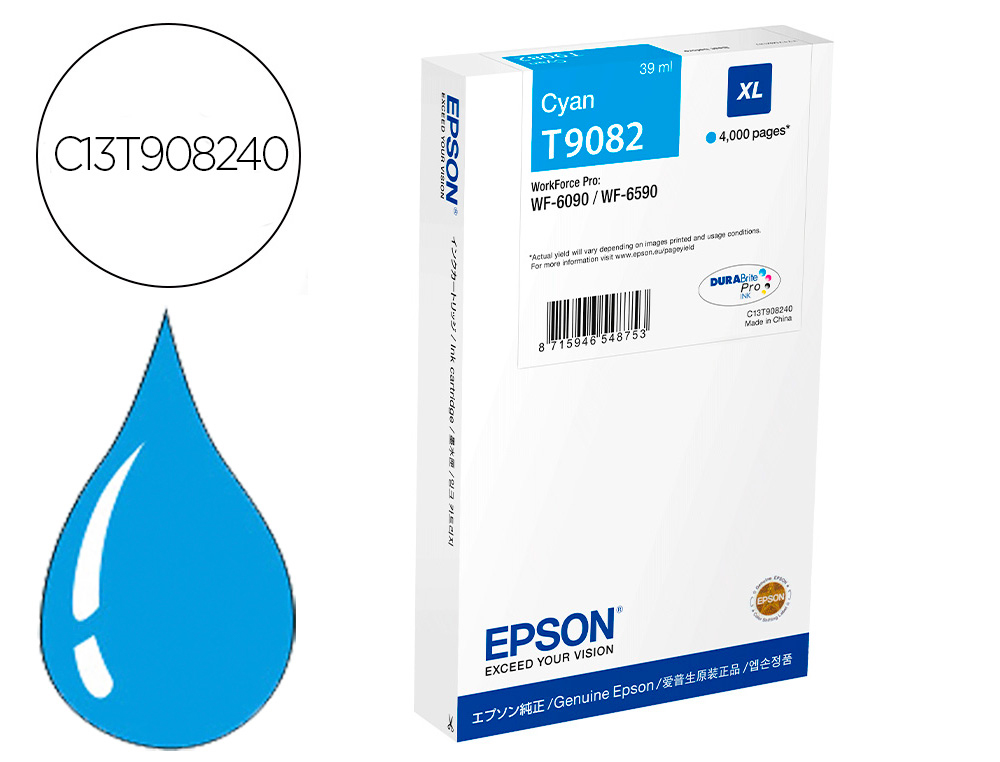 INK-JET EPSON WF-6590DWF/WF-6090DW CIAN XL