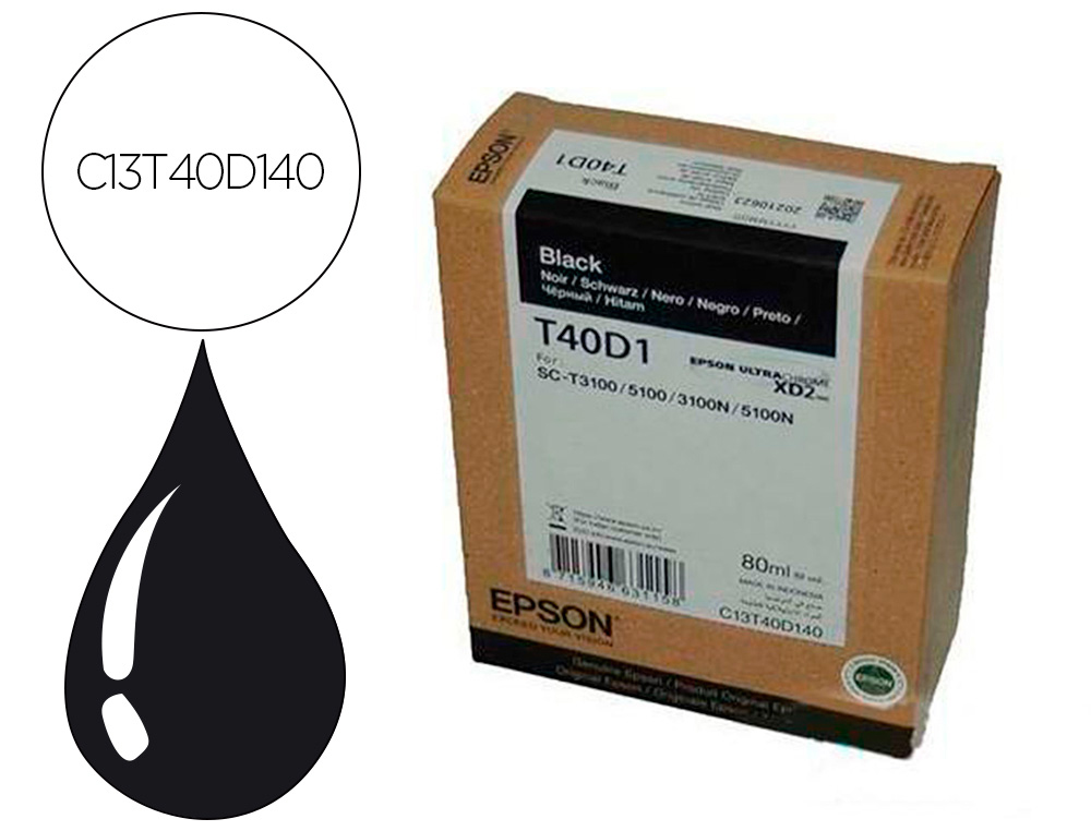 INK-JET EPSON ULTRACHROME XD2 NEGRO T40D140 SC-T3100 / SC-T5100 80 ML