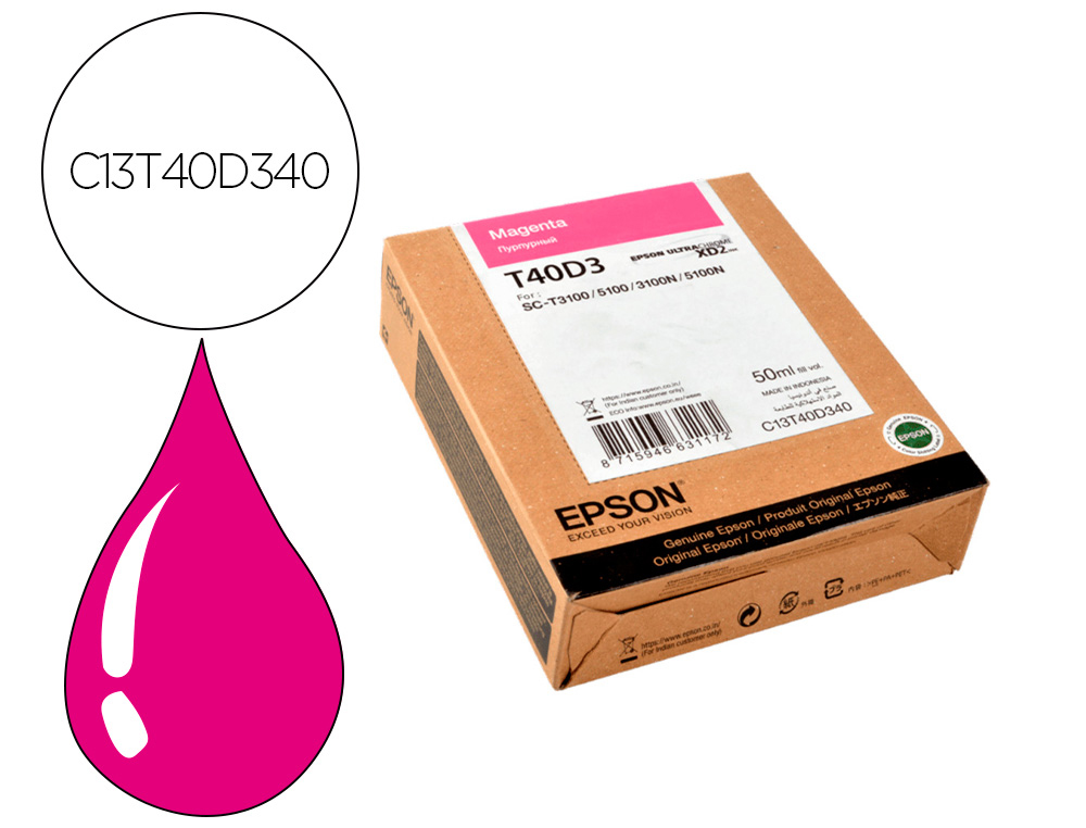 INK-JET EPSON ULTRACHROME XD2 MAGENTA T40D340 SC-T3100 / SC-T5100 50 ML