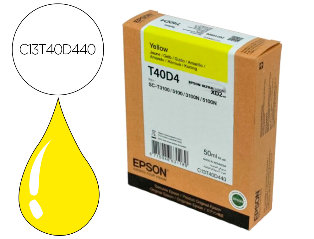 INK-JET EPSON ULTRACHROME XD2 AMARILLO T40D440 SC-T3100 / SC-T5100 50 ML