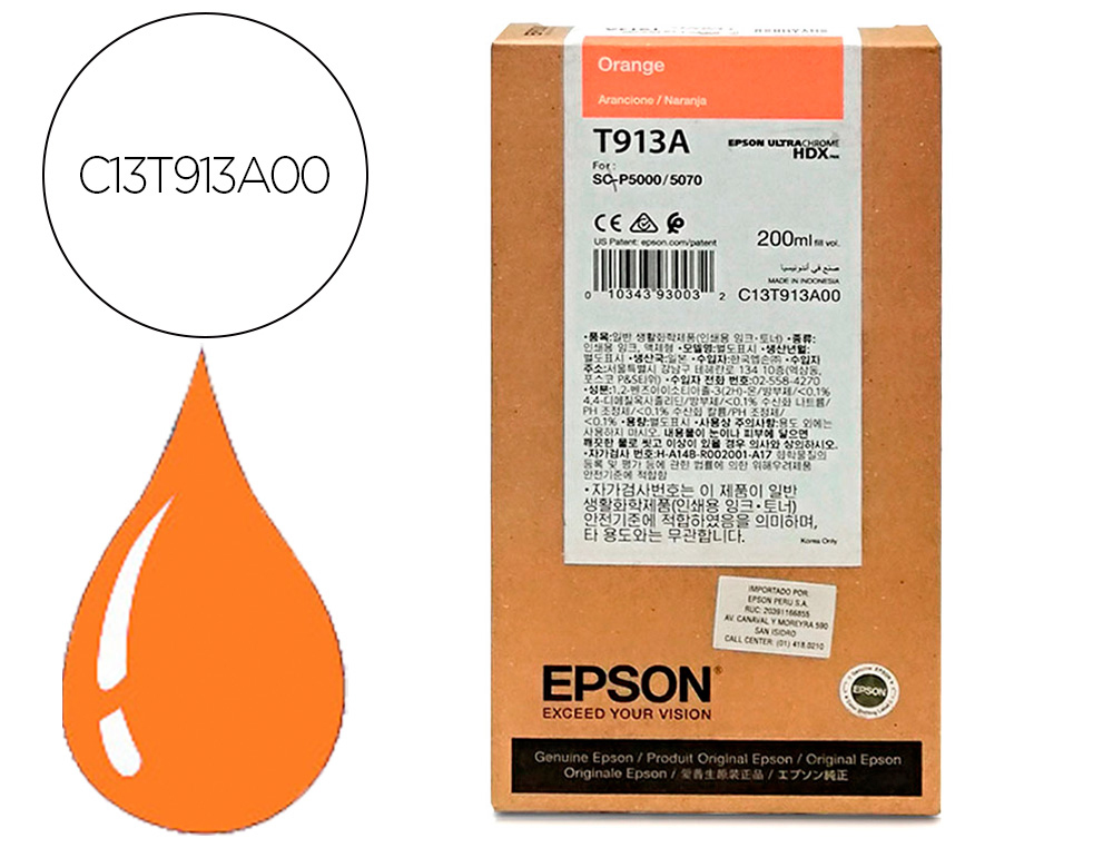 INK-JET EPSON T913A ORANGE INK 200ML