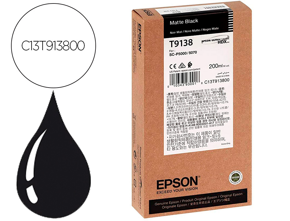 INK-JET EPSON T9138 MATTE NEGRO INK 200ML