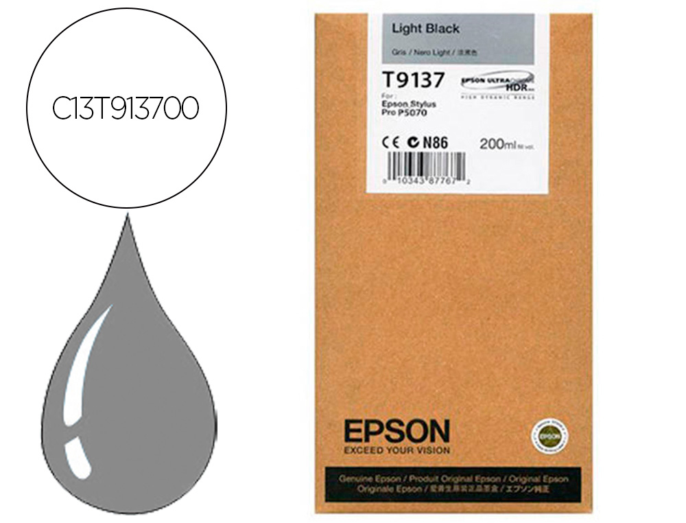 INK-JET EPSON T9137 LIGHT NEGRO INK 200ML