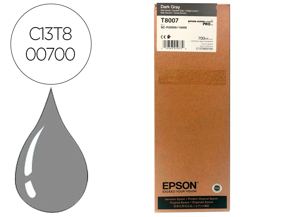 INK-JET EPSON SINGLEPACK DARK GRAY T800700 ULTRACHROME PRO 700ML