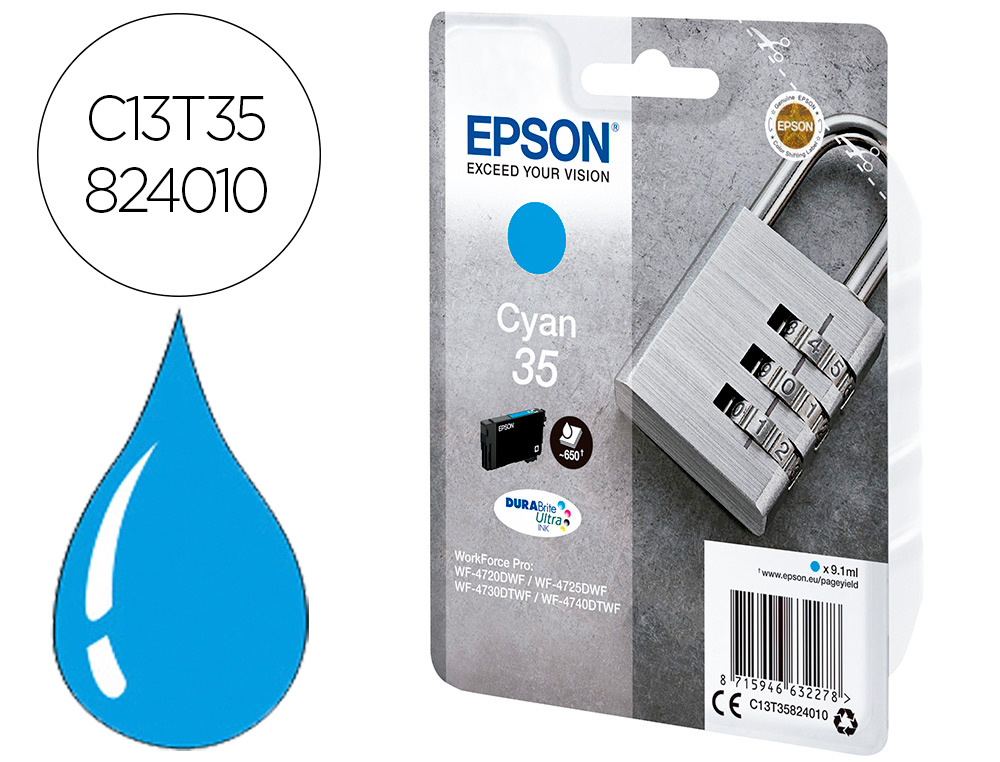 INK-JET EPSON SINGLEPACK CIAN 35 DURABRITE ULTRA INK