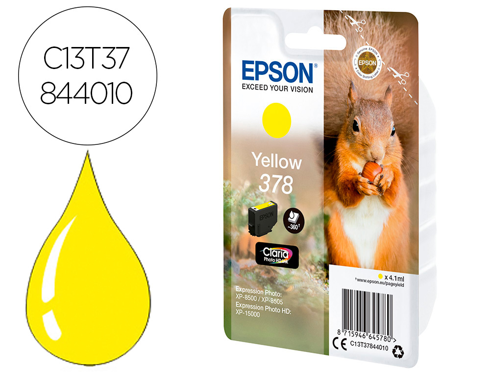 INK-JET EPSON SINGLEPACK AMARILLO 378 CLARIA PHOTO HD INK