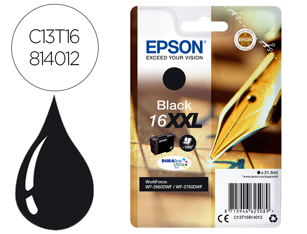 INK-JET EPSON NEGRO 16XXL WORKFORCE 2660DWF