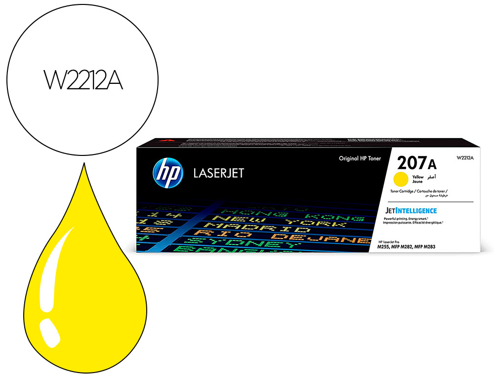 INK-JET HP 207A HP LASERJET PRO M255DW / M255NW / M282NW / M283FDN AMARILLO 1250 PAGINAS