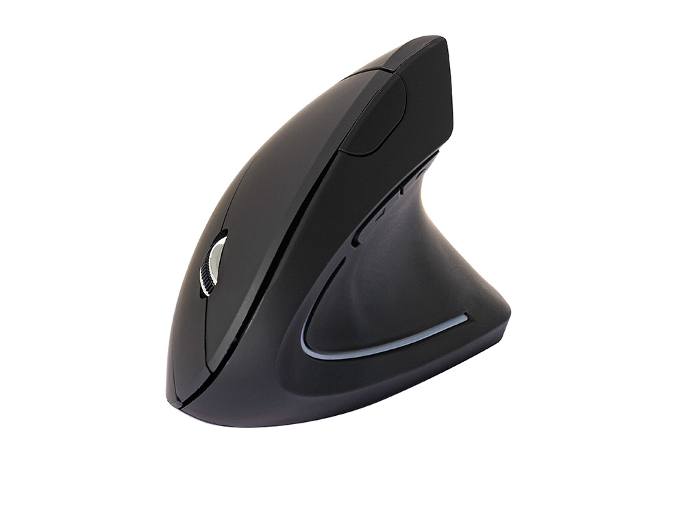 RATON Q-CONNECT OPTICO INALAMBRICO ERGONOMICO VERTICAL PILAS AAA NEGRO