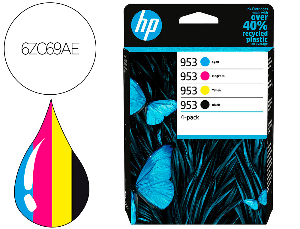 INK-JET HP 953 BK/CMY 6ZC69AE MULTIPACK NEGRO/ CIAN / MAGENTA / AMARILLO