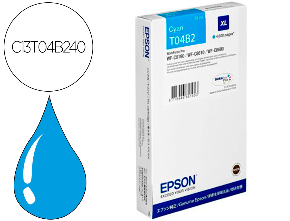 INK-JET EPSON WORKFORCE PRO WF-C8610DWF/ WF-C8690 SERIES / WF-C8190 SERIES CIAN 4600 PAGINAS