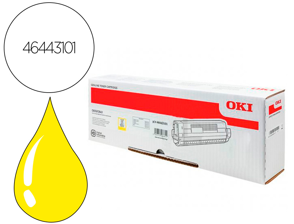 TONER OKI LASER 46443101 C833 / C843 AMARILLO 10000 PAGINAS