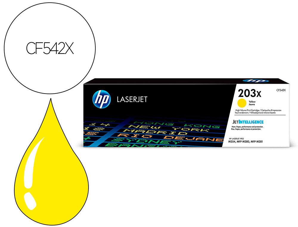 TONER HP LASERJET 203X M254DW / 280NW / 281FDW AMARILLO 2500 PAGINAS