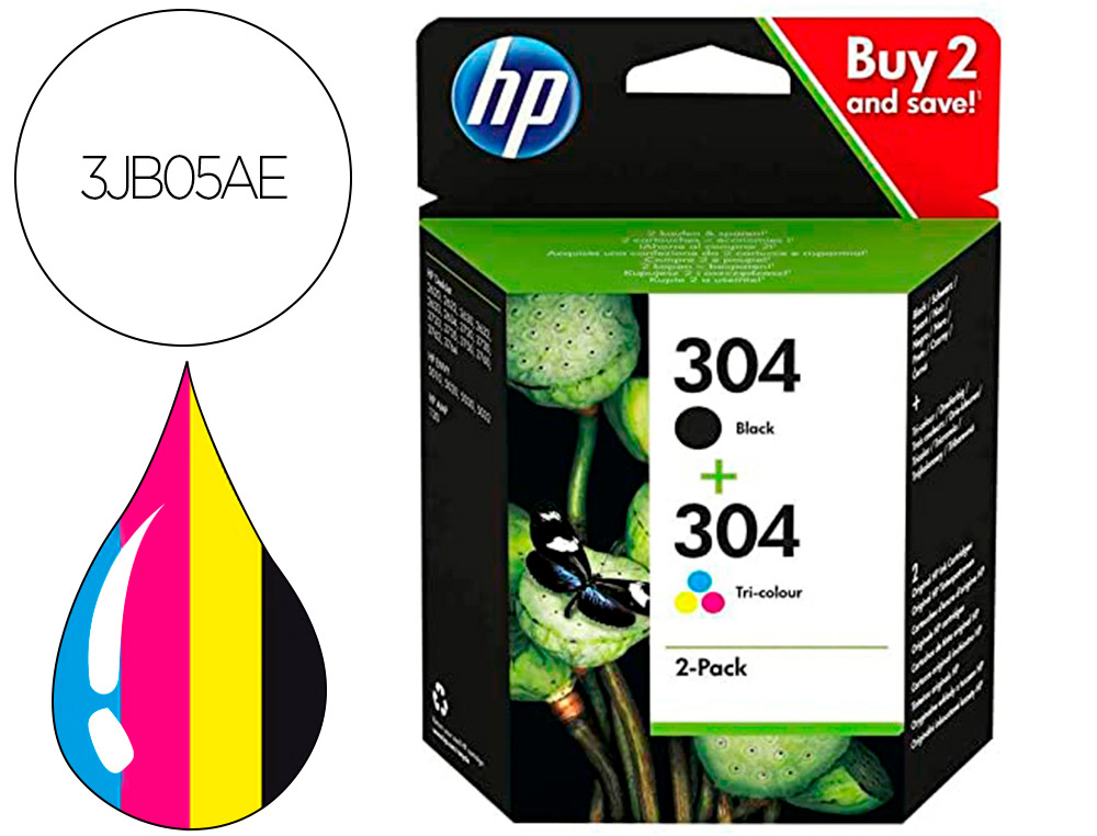 INK-JET HP 304 3JB05AE DESKJET 2620 / 2630 / 3720 / 3730 / 3750 / 3760 / ENVY 5010 / 5020 / 5030 MULTIPACK