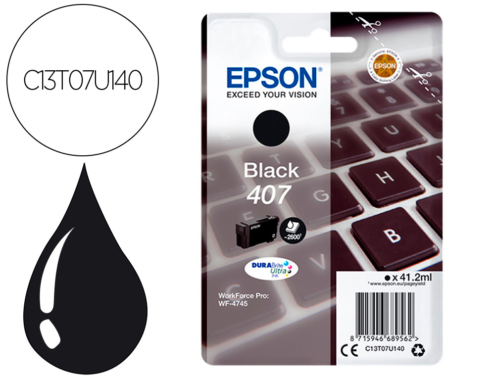 INK-JET EPSON 407L CLAVIER WF-4745 SERIES NEGRO 2900 PAGINAS