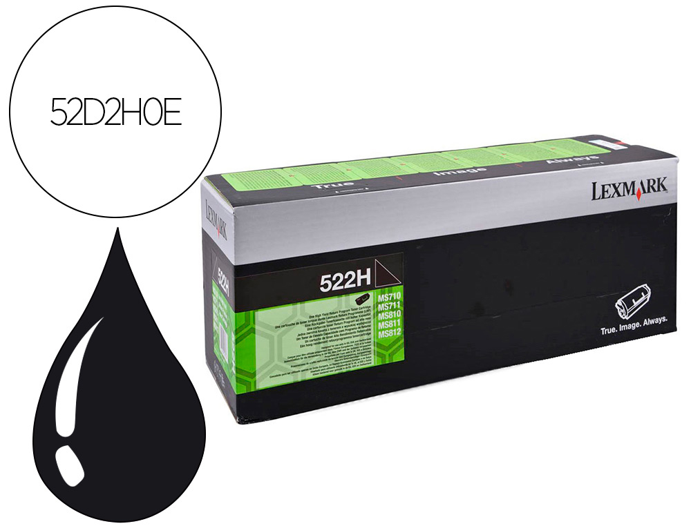 TONER LEXMARK LASER 522HE / 52D2H0E / CX725DE / CS720DE / CS725DE NEGRO 25000 PAGINAS