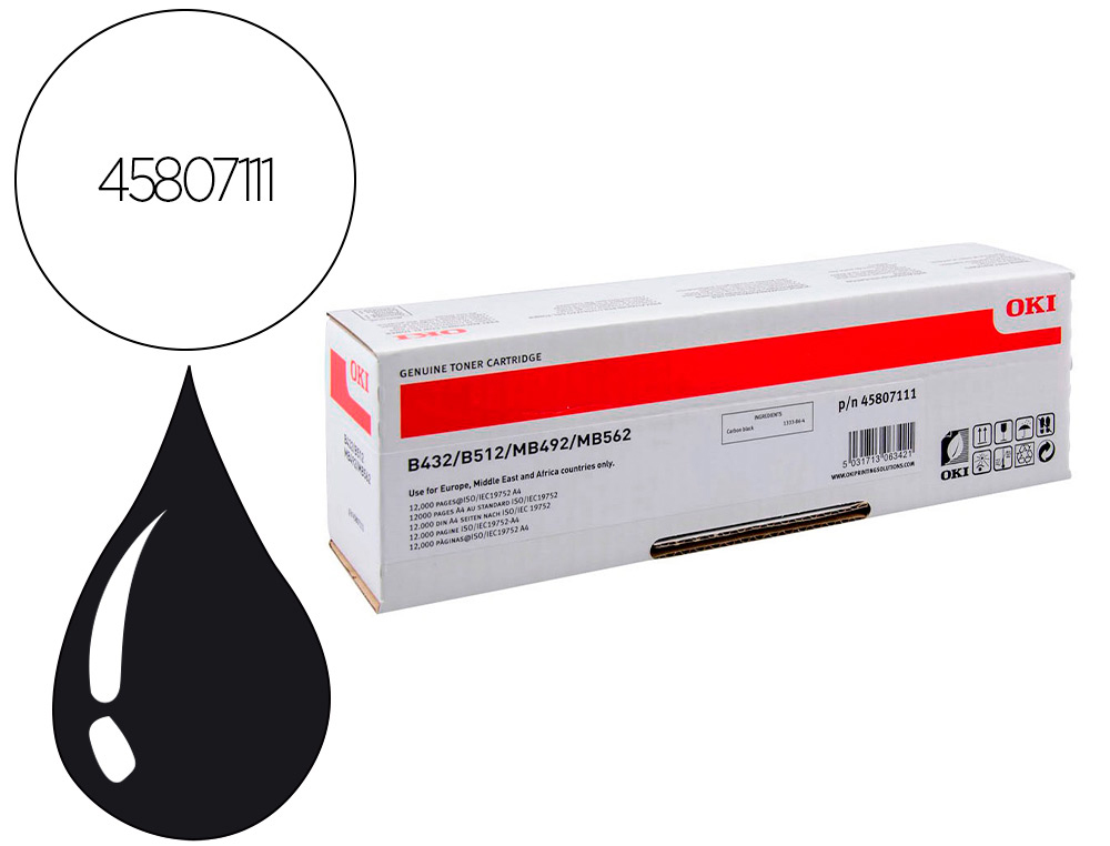 TONER OKI N45807111 NEGRO 12000 PAGINAS