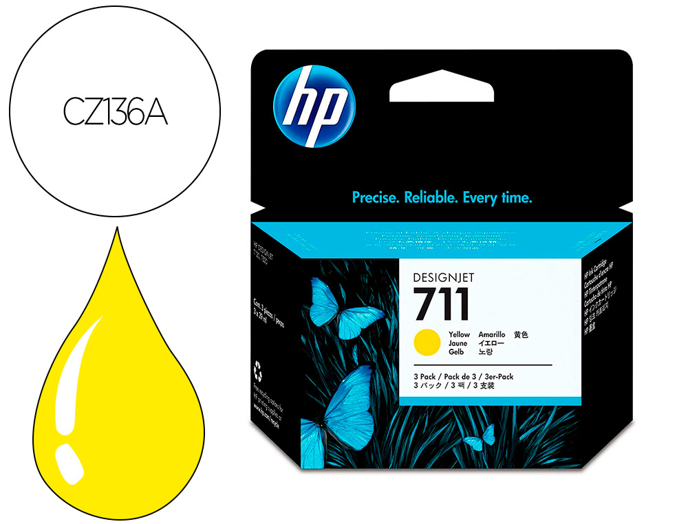 INK-JET HP DESIGNJET T120/T520 AMARILLO N 711 PACK 3/1000 PAGINAS