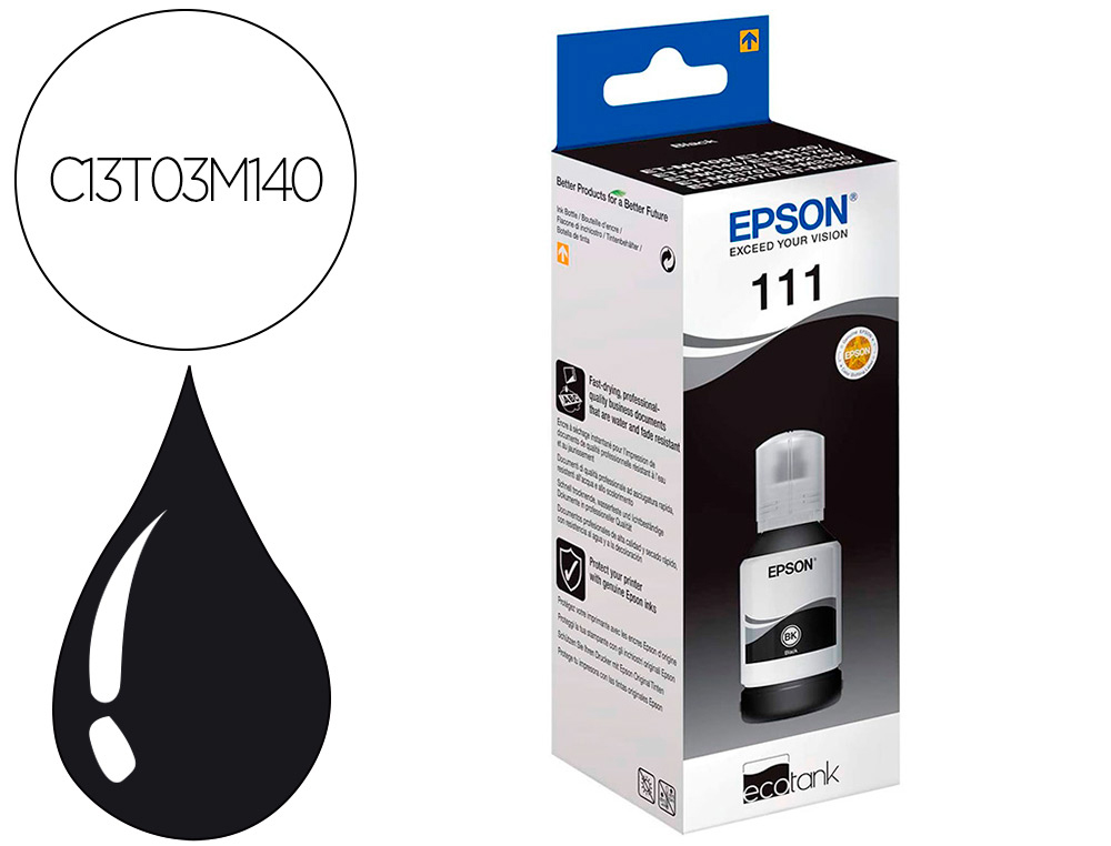 INK-JET EPSON ECOTANK C13T03M140 BK 5K 12 0ML ET-M1100 / M1140 / M1170 / M1180 / M2120M NEGRO 6000