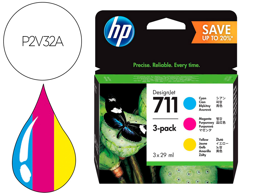 INK-JET HP N 711 DE 29 ML CIAN/MAGENTA/AMARILLO/1000 PAGINAS