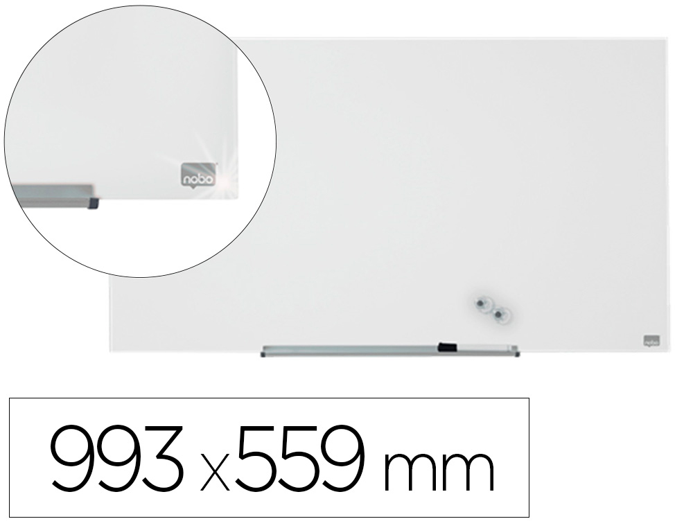 PIZARRA BLANCA NOBO IMPRESSION PRO CRISTAL 45\&quot; MAGNETICA 993X559 MM