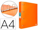 [CH43] CARPETA LIDERPAPEL 4 ANILLAS MIXTAS 40 MM POLIPROPILENO DIN A4 NARANJA FLUOR OPACO