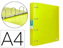 [CH42] CARPETA LIDERPAPEL 4 ANILLAS MIXTAS 40 MM POLIPROPILENO DIN A4 AMARILLO FLUOR OPACO