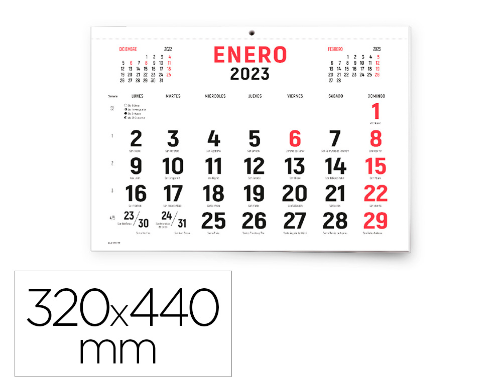 CALENDARIO PARED LIDERPAPEL 2023 32X44 CM PAPEL 70 GR