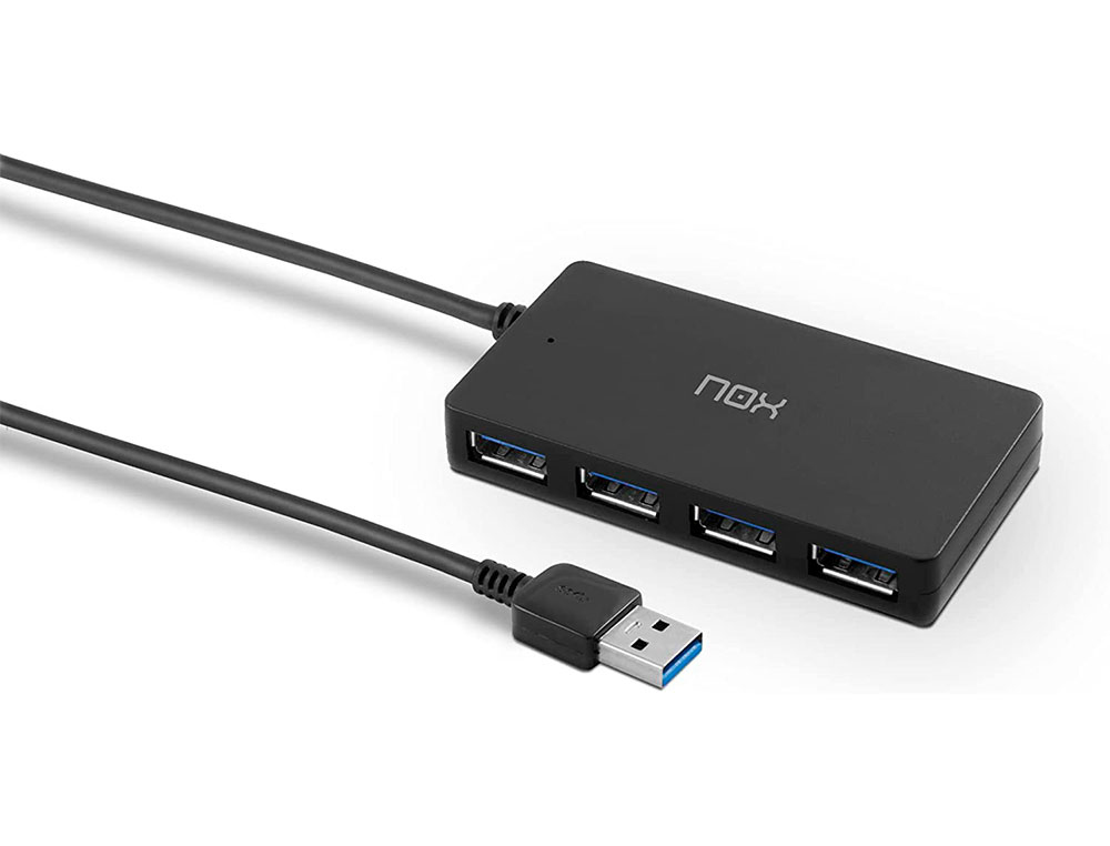 HUB NOX 4 PUERTOS USB 3.0 COMPATIBLE CON WINDOWS MAC Y LINUX