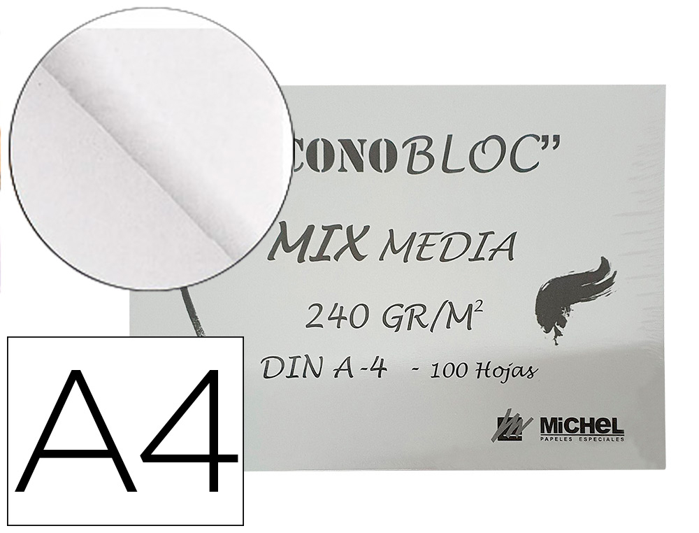 BLOC DIBUJO MULTITECNICAS MICHEL ECONOBLOC MIX MEDIA DIN A4 ENCOLADO 100 HOJAS 240 GR 210X297 MM