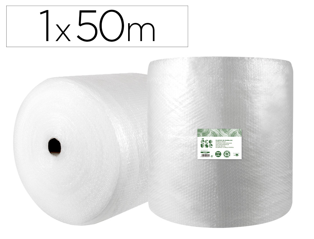 PLASTICO BURBUJA LIDERPAPEL ECOUSE 1X50M 30% DE PLASTICO RECICLADO