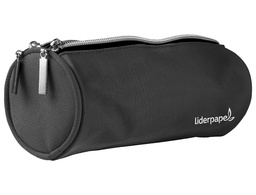 [PX12] BOLSO ESCOLAR LIDERPAPEL PORTATODO CILINDRICO CON 2 CREMALLERAS NEGRO 205X75X75 MM