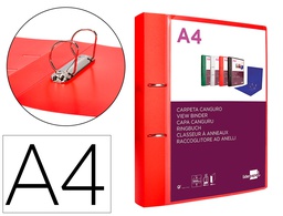 [CH50] CARPETA LIDERPAPEL CANGURO 2 ANILLAS 40 MM MIXTAS POLIPROPILENO DIN A4 ROJO TRANSLICUDO