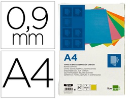 [TE34] TAPA ENCUADERNACION LIDERPAPEL CARTON A4 0,9MM AMARILLO FLUOR PAQUETE DE 50 UNIDADES