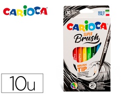 [42937] ROTULADOR CARIOCA SUPER BRUSH CAJA DE 10 UNIDADES COLORES SURTIDOS