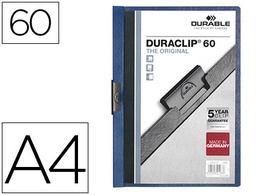 [2209-07] CARPETA DURACLIP DOSSIER PINZA LATERAL AZUL OSCURO CAPACIDAD 60 HOJAS