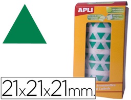 [4870] GOMETS AUTOADHESIVOS TRIANGULARES 21X21X21 MM VERDE EN ROLLO