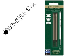 [M232-BK] RECAMBIO ROLLER GEL MONTEVERDE COMPATIBLES CON LOS DE MONTBLANC BLISTER 2 UNIDADES COLOR NEGRO PUNTA MEDIA