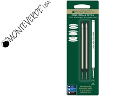 [M222-BU] RECAMBIO ROLLER MONTEVERDE COMPATIBLES CON LOS DE MONTBLANC BLISTER 2 UNIDADES COLOR AZUL PUNTA FINA