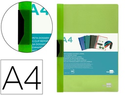 [DP29] CARPETA LIDERPAPEL DOSSIER PINZA LATERAL POLIPROPILENO DIN A4 VERDE TRANSLUCIDO 60 HOJAS PINZA DESLIZANTE