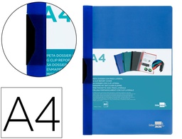 [DP28] CARPETA LIDERPAPEL DOSSIER PINZA LATERAL POLIPROPILENO DIN A4 AZUL TRANSLUCIDO 60 HOJAS PINZA DESLIZANTE