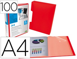 [JC09] CARPETA LIDERPAPEL PERSONALIZA 100 FUNDAS POLIPROPILENODIN A4 ROJO TRANSLUCIDO CON CAJETIN