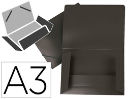 [SS45] CARPETA LIDERPAPEL PORTADOCUMENTOS SOLAPAS POLIPROPILENO DIN A3 NEGRO OPACO LOMO FLEXIBLE