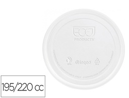 [104312] TAPA DE PLASTICO BIODEGRADABLE PARA VASO DE 195/220 CC PAQUETE DE 100 UNIDADES