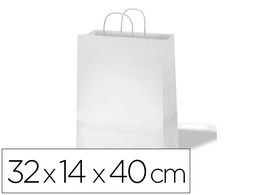 [02104013] BOLSA DE PAPEL BASIKA CELULOSA BLANCO ASA RETORCIDA TAMAÑO \&quot;L\&quot; 320X140X400 MM